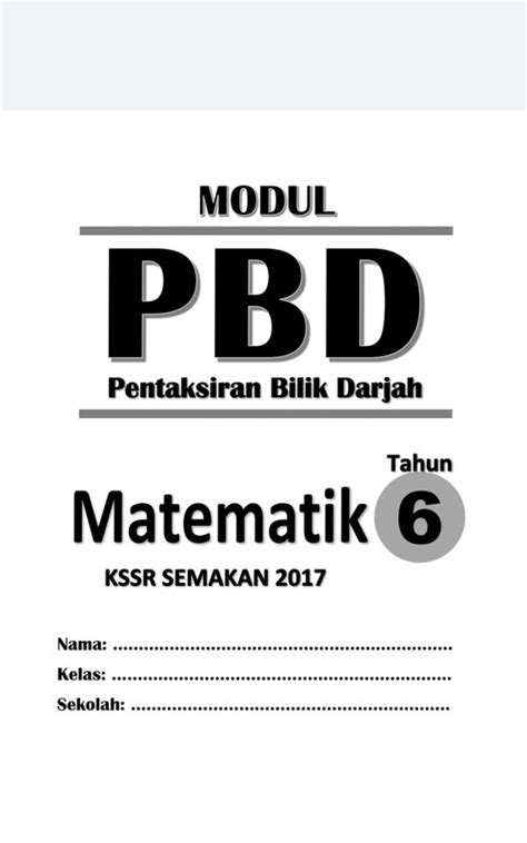 Modul Pbd Matematik Tahun Kssr Semakan