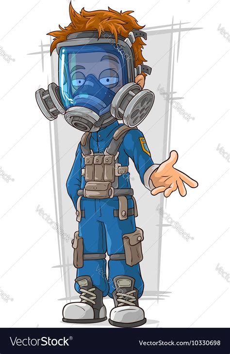 Cartoon cool guy in blue gas mask Royalty Free Vector Image