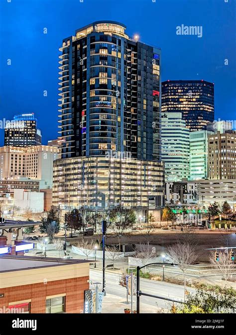 Early morning sunrise over charlotte city skyline downtown Stock Photo ...