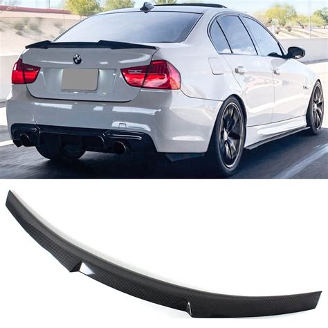 M4 Style V Type Carbon Fiber Trunk Spoiler Wing Compatible With 2008 2012 Bmw E90 M3