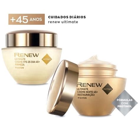 Creme Facial Renew Protinol Ultimate Avon Anti Idade Dia E Noite