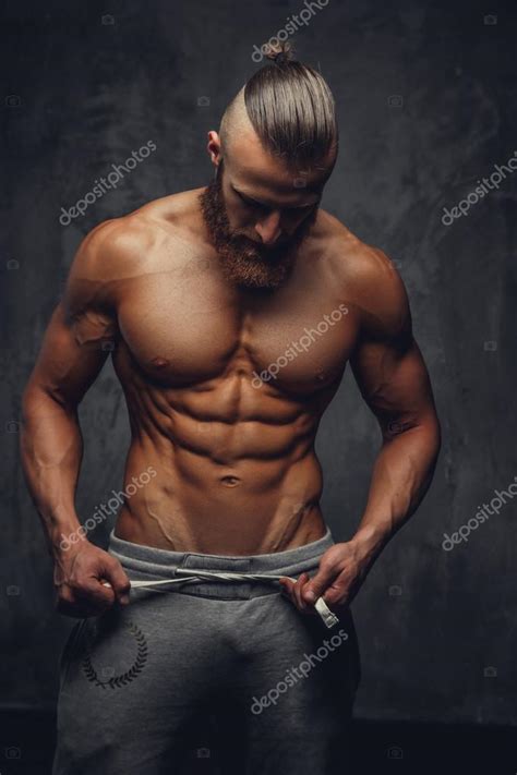 Shirtless Muscular Man With Beard Stock Photo By Fxquadro