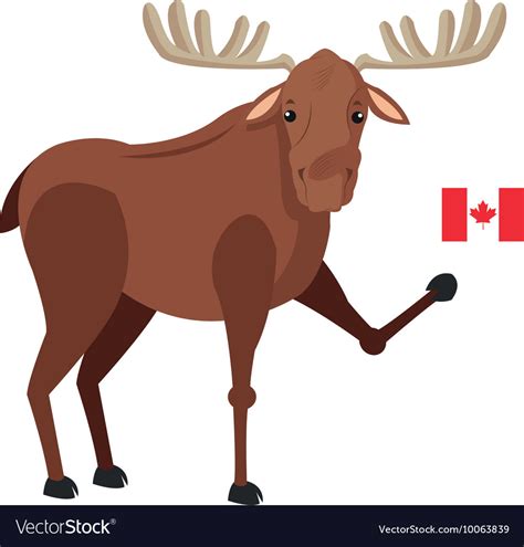 Single moose with canadian flag icon Royalty Free Vector