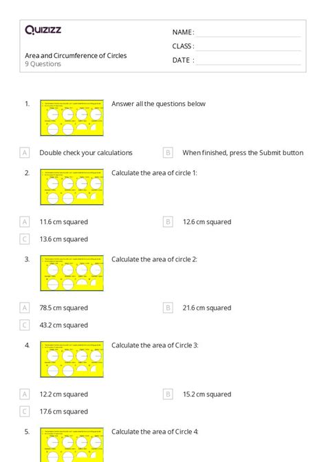 50 Area And Circumference Of Circles Worksheets For 9th Grade On Quizizz Free And Printable