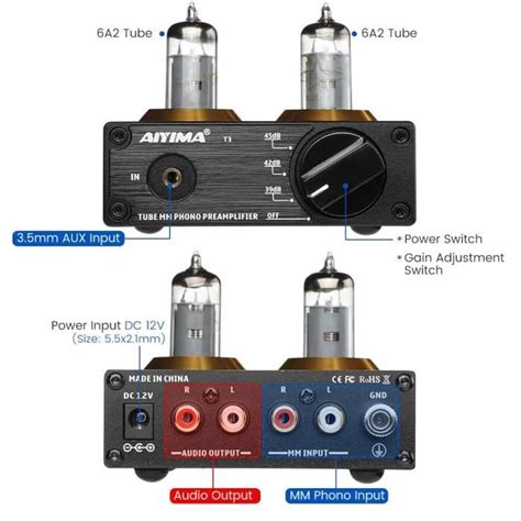 Aiyima T Tube Mm Pr Amplificateur Phono Pr Ampli Hifi Avec Gain