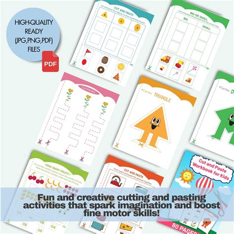 Kids Cut & Glue Worksheets, Activity Pages for Kids, Cut and Paste