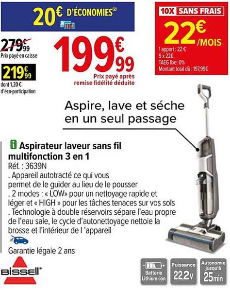 Promo Aspirateur Laveur Sans Fil Multifonction En Bissell Chez