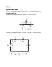 Lab 03 Kirkoff LawM Docx Name Kirchhoff S Laws Objective To Verify