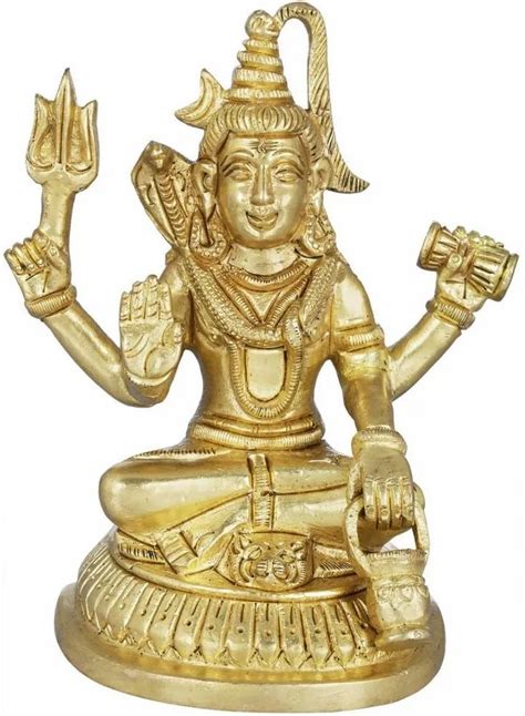 Golden Gold Plated Brass Shiva Statue For Worship Size Inch At