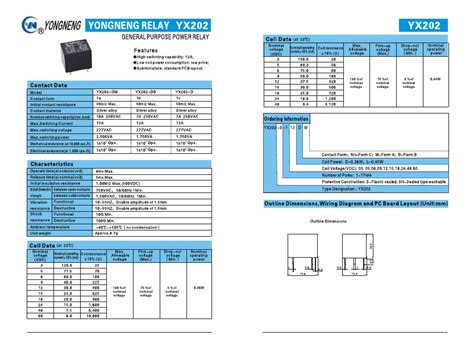 YX202-S-112DM, YX202 Datasheet PDF (YONGNENG) - Power Relay