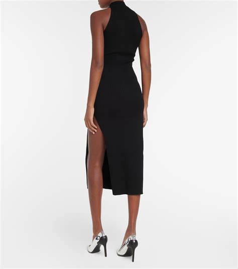 Ribbed Knit Midi Dress In Black Courreges Mytheresa