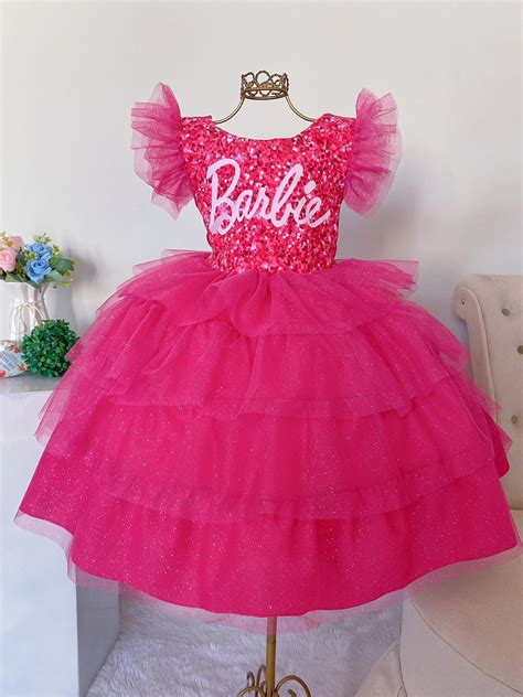 Vestido Infantil Barbie Luxuoso Festa Temática, Aniversário