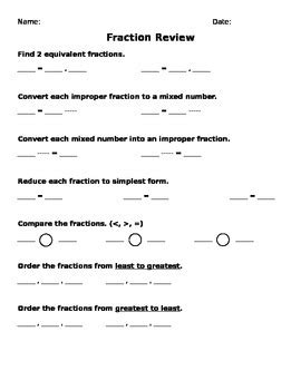 Fraction Review By Christine Sowers Tpt