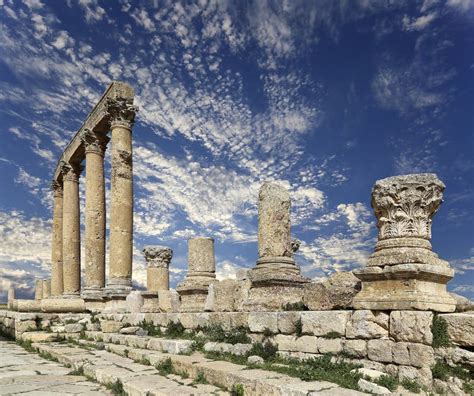 Roman Ruins In The Jordanian City Of Jerash Gerasa Of Antiquity