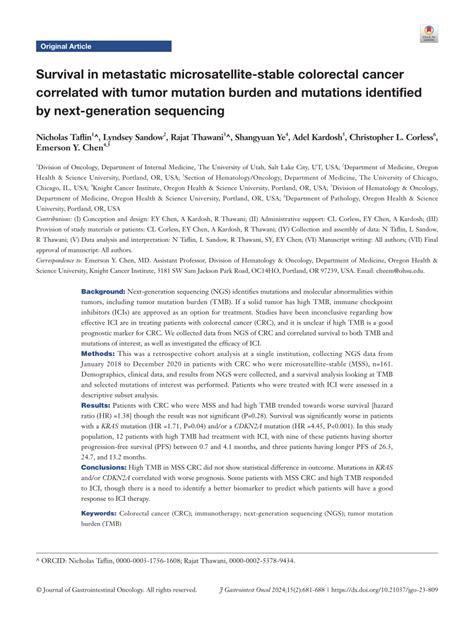 PDF Survival In Metastatic Microsatellite Stable Colorectal Cancer