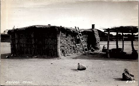 1930s Papago Native American Indian Adobe Home Real Photo Rppc Postcard