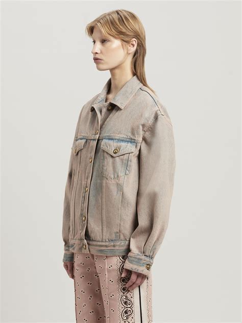 Overdye Logo Denim Jacket In Pink Palm Angels Official