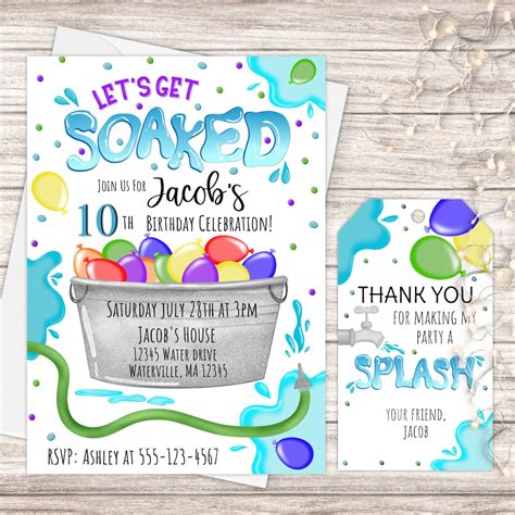 Let S Get Soaked Invitation Water Balloon Invitation Pool Party