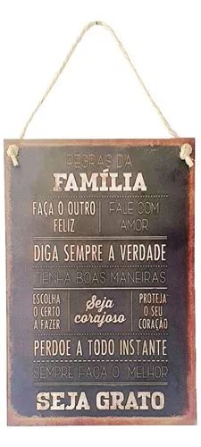 Placa Decorativa Regras Da Fam Lia Parcelamento Sem Juros