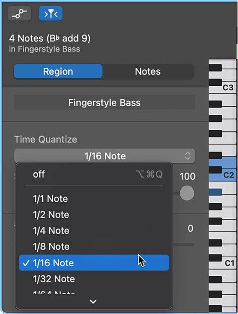 Quantize Note Timing In The Piano Roll Editor In Garageband On Mac