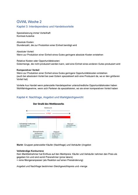 Gvwl W Zusammenfassung Gvwl Woche Kapitel Interdependenz Und