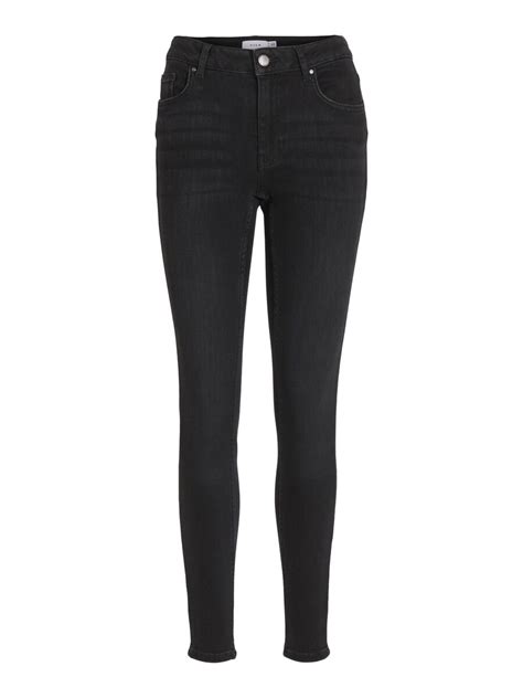 Mid Waist Skinny Jeans Zwart Vila®