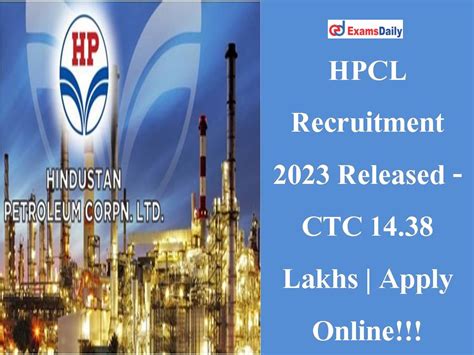 Hpcl Recruitment Released Ctc Lakhs Apply Online