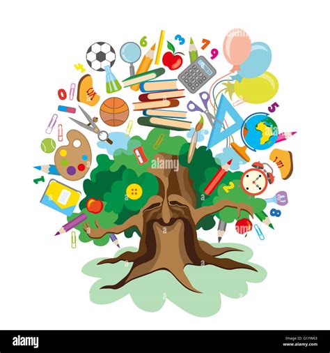 Back To School Tree With Education Icons Stock Photo 104489339 Alamy