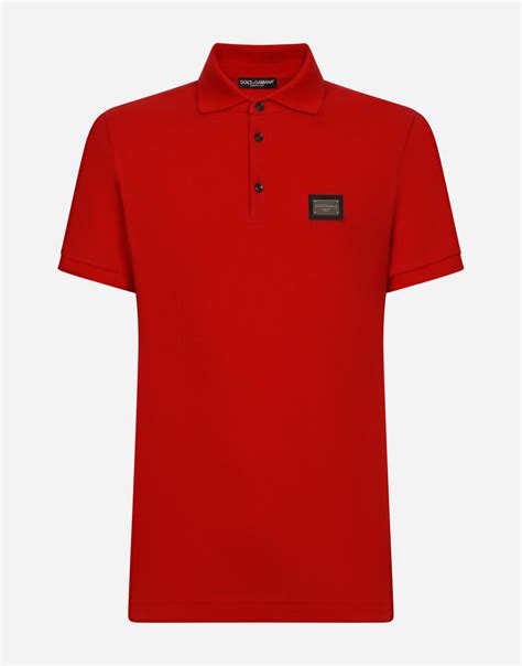 Cotton Piqué Polo Shirt With Branded Tag In Bordeaux For Men Dolce