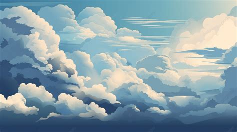 An Illustration Of Clouds In The Sky Background Drawing Picture Of