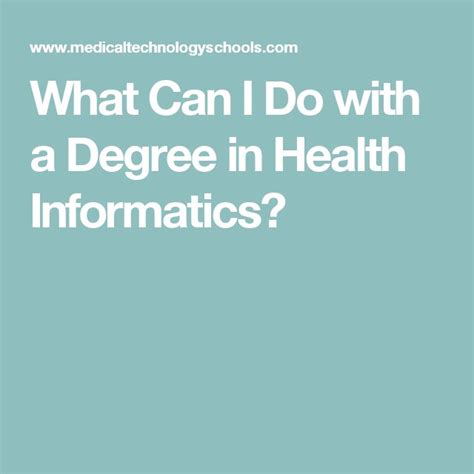 What Can I Do With A Degree In Health Informatics Health What Can I