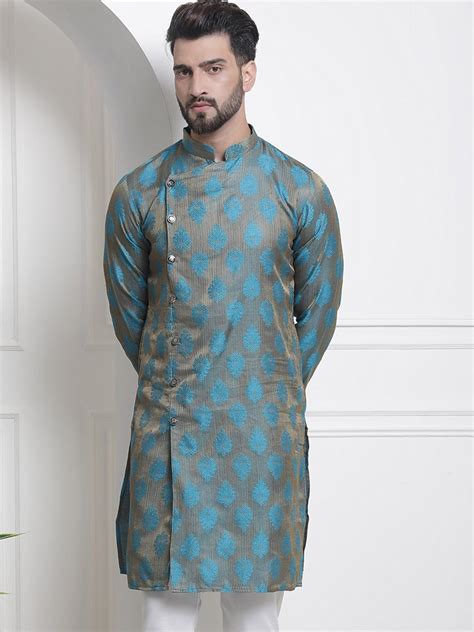 Sojanya Ethnic Motifs Woven Design Mandarin Collar Jacquard Kurta