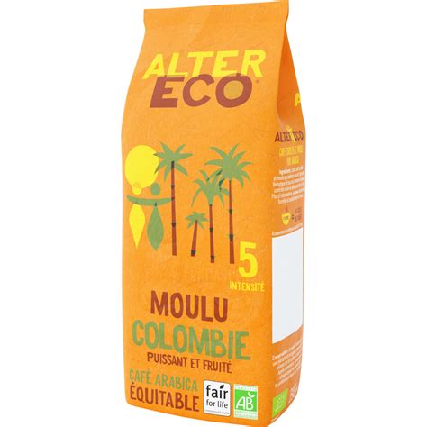 ALTER ECO Café moulu Colombie bio pur arabica 250g pas cher Auchan fr