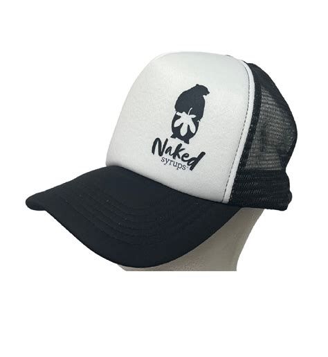 Naked Syrups White And Black Trucker Hat Panel Cap Made From Polyester