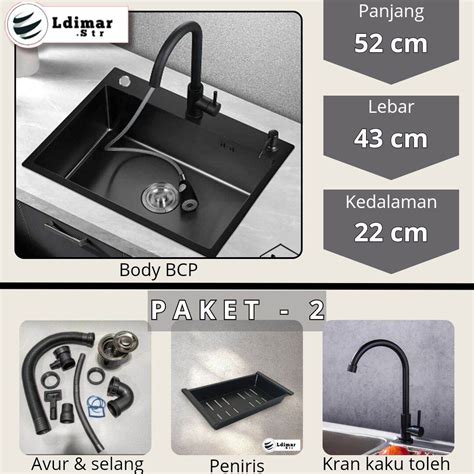 8245 KOMPLIT Bak Cuci Piring Paket Kitchen Sink Black Bak Cuci