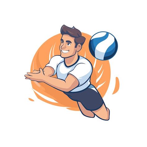 Joueur De Volleyball De Plage Avec Balle Illustration Vectorielle En