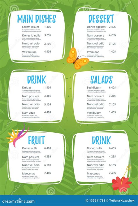 Kids Food Menu Card Template Psd Menu Card Template Menu Card Design Images