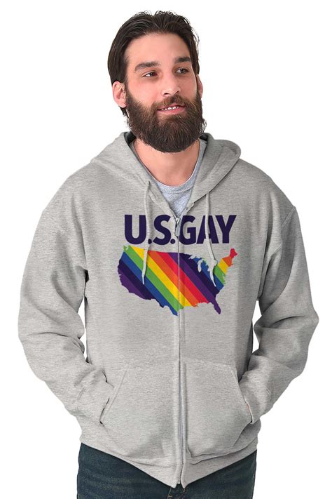 Gay In The Usa Lgbtq American Pride Zip Up Hoodie Mens Womens Brisco