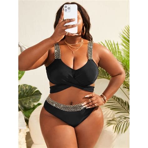 Plus Size Two Piece Swimsuit Bikini Set 0XL Gold Stitch Shopee Philippines