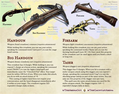 [OC][Homebrew] "Modern" Magic Weapons | 3 magical crossbows and a dagger that put a fantasy spin ...