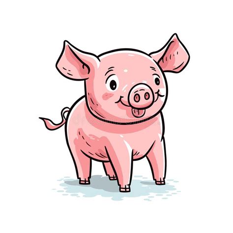 Pig Hand Drawn Illustration Pig Vector Doodle Style Cartoon