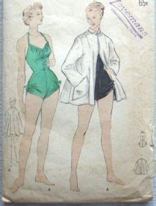 1940s Vintage Sewing Pattern B36 BATHING SUIT BEACH COAT R832