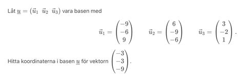 Linj R Algebra Hitta Koordinater F R Vektor Matematik Universitet