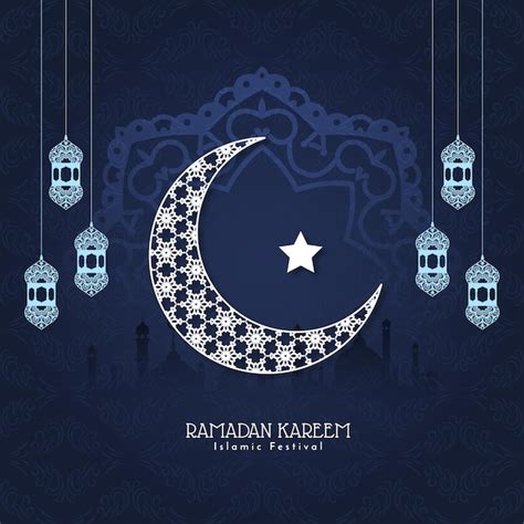 Fundo islâmico ramadan kareem vetor de design de lua crescente