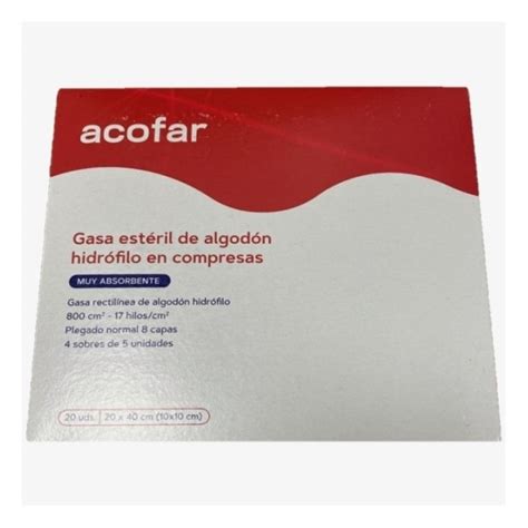 Comprar Acofar Gasa Esteril Algodon Hidrofilo Compresas X U