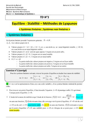 Chap Introduction Aux Systemes Non Lineaires S Automatique Et