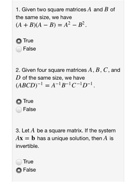 Solved 1 Given Two Square Matrices A And B Of The Same