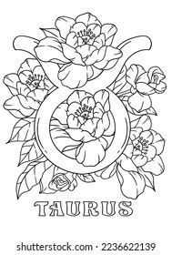 Taurus Zodiac Sign Coloring Pages Stock Illustration