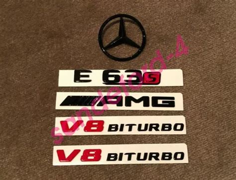 Gloss Black Red E S Amg V Biturbo Sticker Emblem Badge Package For