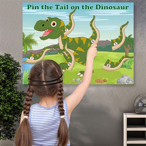 Fepito Pin The Tail On The Dinosaur Game With Pcs Tails For Dinosaur